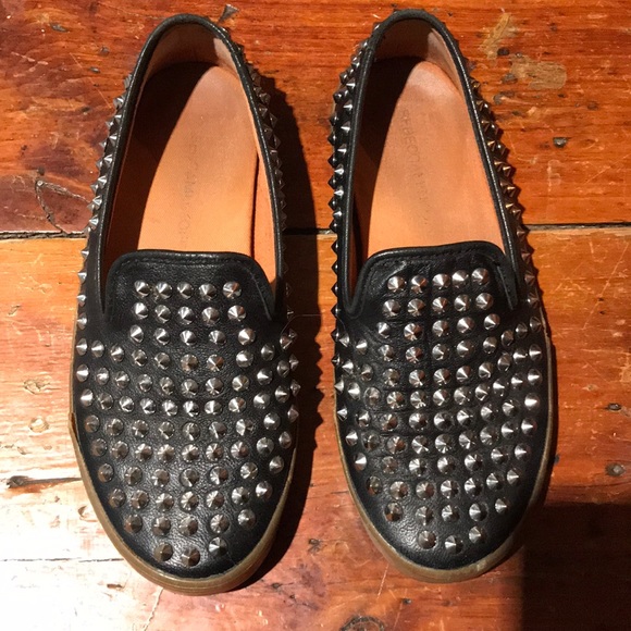 Rebecca Minkoff Leather silver studded loafers - Picture 2 of 6